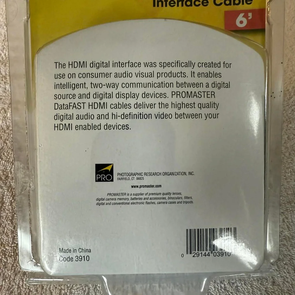 PROMASTER HDMI to Mini HDMI Cable 6' Black Yellow